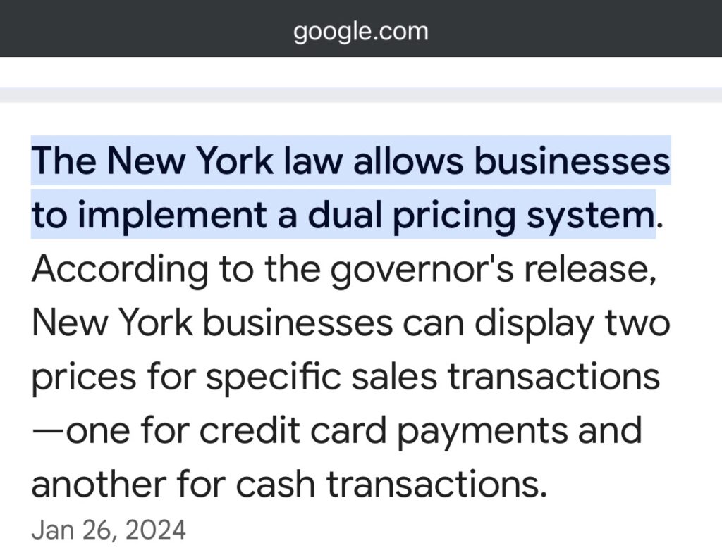 New York Law Dual Pricing